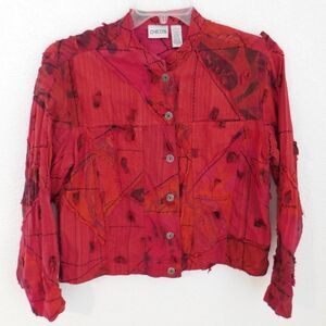 Chicos Size 1 Jacket Shirt Button Front Silk Blend